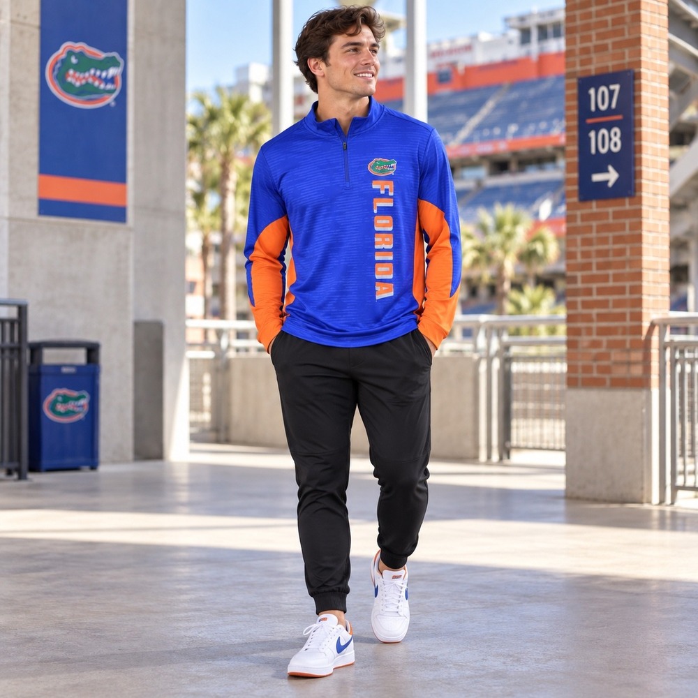 Colosseum Florida Gators Youth XL Blue Orange Quarter Zip Pullover Sporty NCAA